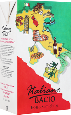Вино Итальяно Бачо Россо Семидольче 2021 красное полусладкое 10% 1 л фото