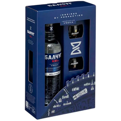 Водка Балчуг 21 век 40% 0,5 л с 2 стопками в п/у фото