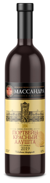 Вино креплёное Массандра Портвейн Белый Алушта 2023 красный 17% 0,75 л фото