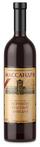 Вино креплёное Массандра Портвейн Красный Ливадия 2015 красный 18,5% 0,75 л фото